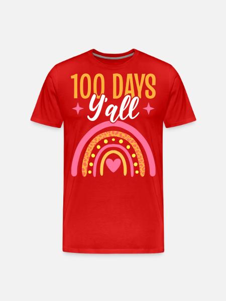 Arcobaleno 100 giorni Yall 100 ° giorno di scuola insegnante - Maglietta ecologica premium da uomo - rosso