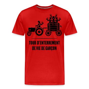Tour D’Enterrement Vie Garçon Tracteur Tonneau (B) - T-shirt bio Premium Homme - rouge - Devant - Damien (186cm)