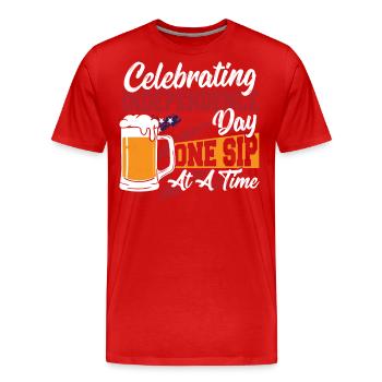 Merica Amerikanische Flagge Bierflasche 4. Juli - Männer Premium Bio T-Shirt - Rot - Vorne - Damien (186cm)