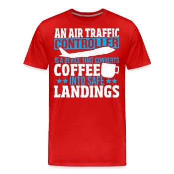Luftverkehr Luftfahrt Landebahn Fluglotse Kostüm - Männer Premium Bio T-Shirt - Rot - Vorne - Damien (186cm)