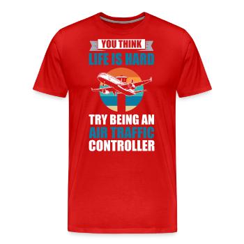 Luftfahrt Flugzeug Start-und Landebahn Fluglotse - Männer Premium Bio T-Shirt - Rot - Vorne - Damien (186cm)