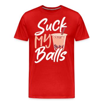 Boba Tea Matcha Flavored Tee Boba Tee Shirt - T-shirt bio Premium Homme - rouge - Devant - Damien (186cm)