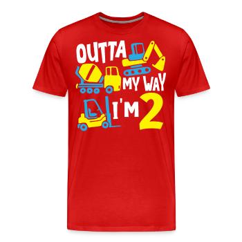 Grue de construction Thème de la construction Anniversaires - T-shirt bio Premium Homme - rouge - Devant - Damien (186cm)
