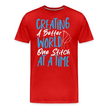 Cross Stitch Sewing Cross-stitch I Love Cross - Men's Premium Organic T-Shirt - red - Front - Damien (186cm)