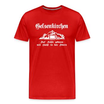 Gelsenkirchen Auf Kohle geboren mit Stahl - Männer Premium Bio T-Shirt - Rot - Vorne - Damien (186cm)
