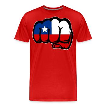 Poing du drapeau du Chili - T-shirt bio Premium Homme - rouge - Devant - Damien (186cm)