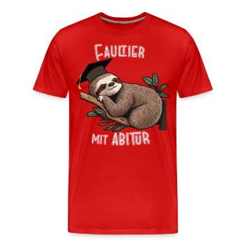 Sloth with high school diploma - Men's Premium Organic T-Shirt - red - Front - Damien (186cm)