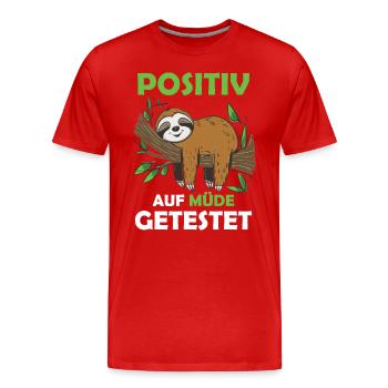 Drôle de paresseux, pas de désir - T-shirt bio Premium Homme - rouge - Devant - Damien (186cm)
