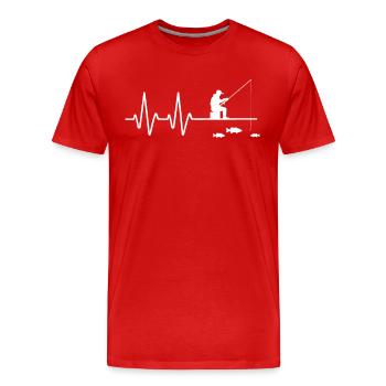 Angeln Herzschlag Ich liebe Angeln - Männer Premium Bio T-Shirt - Rot - Vorne - Damien (186cm)