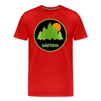 Tyrol du Sud rond, coucher de soleil - T-shirt bio Premium Homme - rouge - Devant - Damien (186cm)