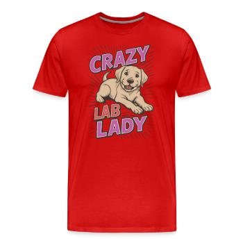 Crazy Lab Lady - Männer Premium Bio T-Shirt - Rot - Vorne - Damien (186cm)