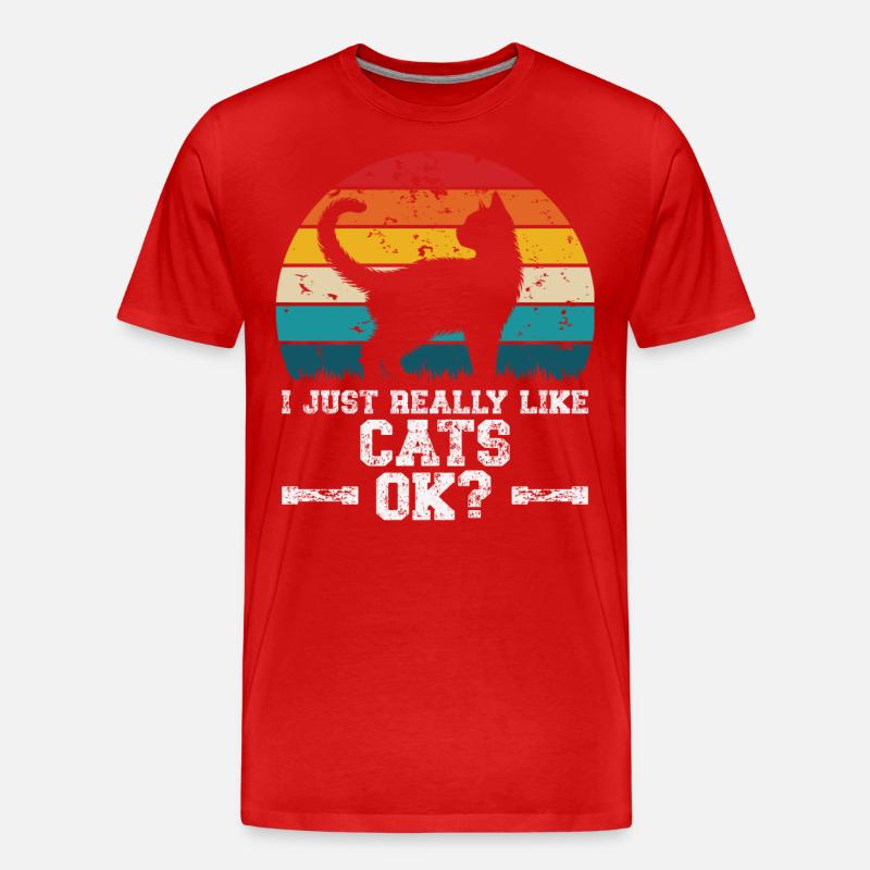 I really like cats - Männer Premium Bio T-Shirt - Rot