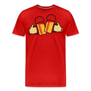 Poignée de main en bavarois / SVG - T-shirt bio Premium Homme - rouge - Devant - Damien (186cm)
