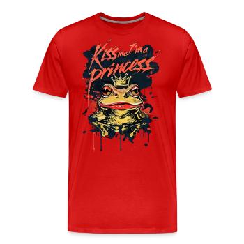 Embrasse-moi Je suis une princesse Drôle de grenouille Crapaud - T-shirt bio Premium Homme - rouge - Devant - Damien (186cm)