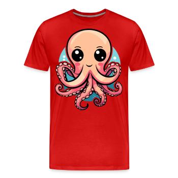Adorable Kawaii Octopus - Men's Premium Organic T-Shirt - red - Front - Damien (186cm)