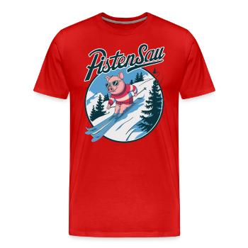 Pistensau - Männer Premium Bio T-Shirt - Rot - Vorne - Damien (186cm)