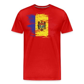 Moldau Flagge used - Männer Premium Bio T-Shirt - Rot - Vorne - Damien (186cm)