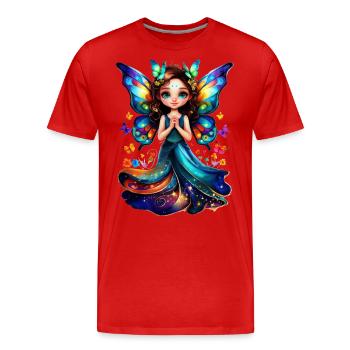 Charmante Fée Papillon - T-shirt bio Premium Homme - rouge - Devant - Damien (186cm)