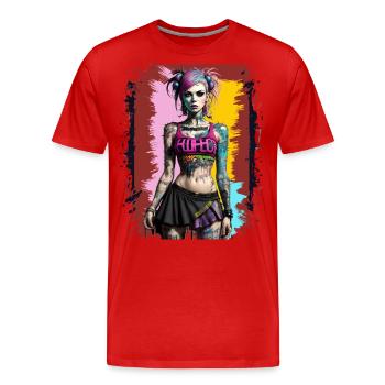 Pretty Punk Girl - Männer Premium Bio T-Shirt - Rot - Vorne - Damien (186cm)