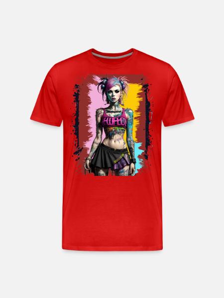 Pretty Punk Girl - Men's Premium Organic T-Shirt - red