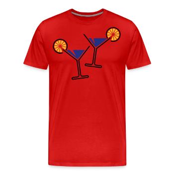 2 Cocktailgläser / Cocktail / Martini + (Blau) - Männer Premium Bio T-Shirt - Rot - Vorne - Damien (186cm)