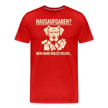 Hausaufgaben - Männer Premium Bio T-Shirt - Rot - Vorne - Damien (186cm)