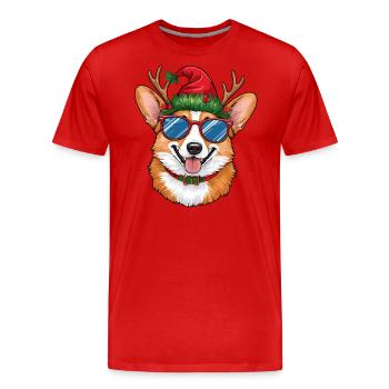Christmas Corgi - Männer Premium Bio T-Shirt - Rot - Vorne - Damien (186cm)