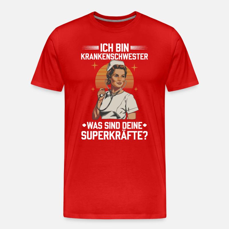 Superpower Krankenschwester - Männer Premium Bio T-Shirt - Rot