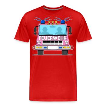 Feuerwehrauto in Rosa - Männer Premium Bio T-Shirt - Rot - Vorne - Damien (186cm)