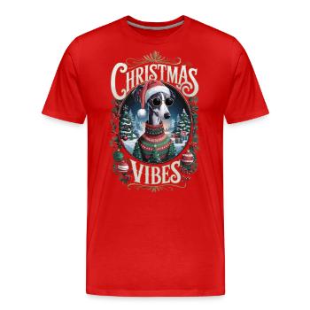 Vibrations de Noël Greyhound - T-shirt bio Premium Homme - rouge - Devant - Damien (186cm)