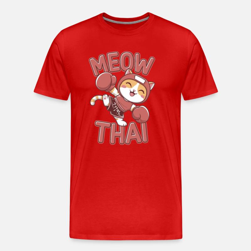 Meow thai - Männer Premium Bio T-Shirt - Rot