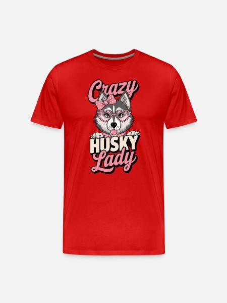 Crazy Husky Lady - Men's Premium Organic T-Shirt - red