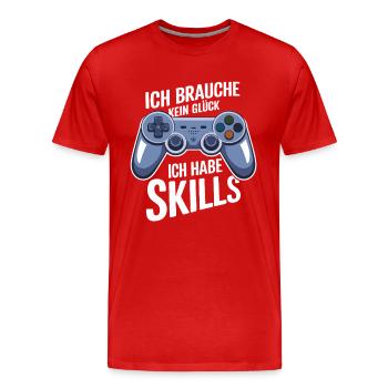 Ich hab gaming Skills - Männer Premium Bio T-Shirt - Rot - Vorne - Damien (186cm)