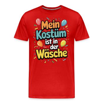 Mein Kostüm ist in der Wäsche - Männer Premium Bio T-Shirt - Rot - Vorne - Damien (186cm)