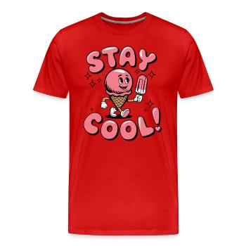 Restez cool Mascotte - T-shirt bio Premium Homme - rouge - Devant - Damien (186cm)