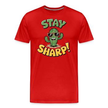 Stay Sharp Cactus - Men's Premium Organic T-Shirt - red - Front - Damien (186cm)