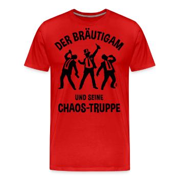 Der Bräutigam Und Seine Chaos-Truppe (JGA Bier B) - Männer Premium Bio T-Shirt - Rot - Vorne - Damien (186cm)