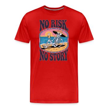 Pas de risque, pas d’histoire – Squelette sur la plage - T-shirt bio Premium Homme - rouge - Devant - Damien (186cm)