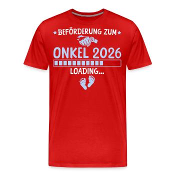 Schwangerschaftsverkündung Werdender Onkel 2026 - Männer Premium Bio T-Shirt - Rot - Vorne - Damien (186cm)