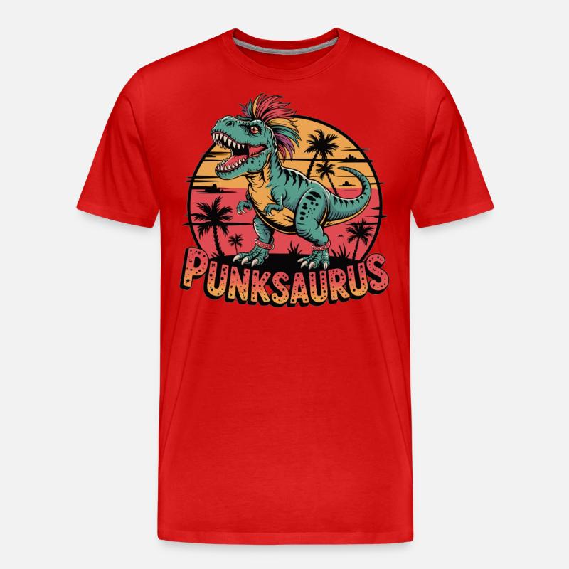 Punksaurus - Männer Premium Bio T-Shirt - Rot