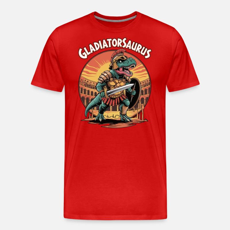 Gladiatorsaurus - Männer Premium Bio T-Shirt - Rot