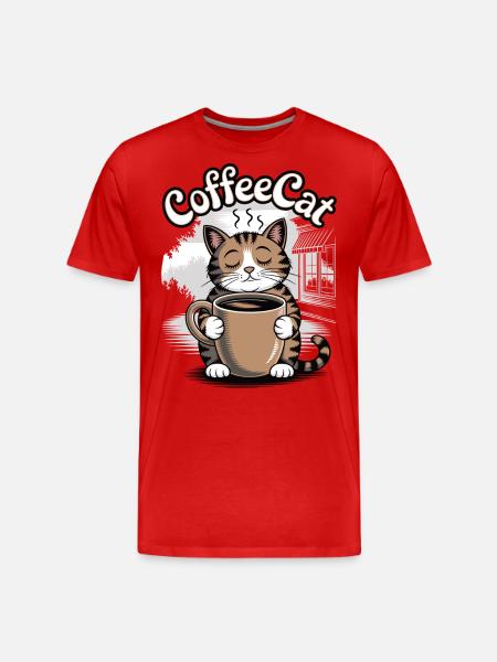 Coffee Cat - Men's Premium Organic T-Shirt - red