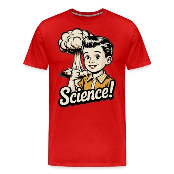 Science – Vintage Atomic Satire Design - Männer Premium Bio T-Shirt - Rot - Vorne - Damien (186cm)