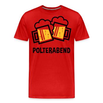 Polterabend (JGA Bier Bayrische Bierkrüge / 2C) - Männer Premium Bio T-Shirt - Rot - Vorne - Damien (186cm)