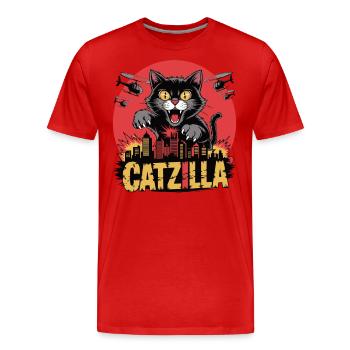 Catzilla – Die Mieze wird zur Macht - Männer Premium Bio T-Shirt - Rot - Vorne - Damien (186cm)