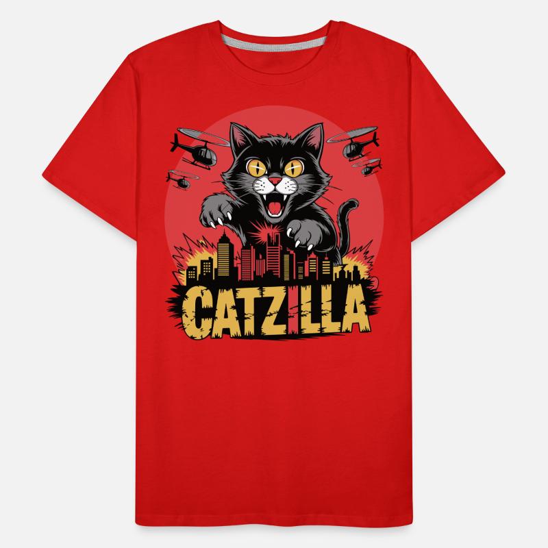 Catzilla – Le chat devient pouvoir T-shirt bio Premium Homme