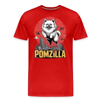 Pomzilla – Flausch, Panik, Weltuntergang - Männer Premium Bio T-Shirt - Rot - Vorne - Damien (186cm)
