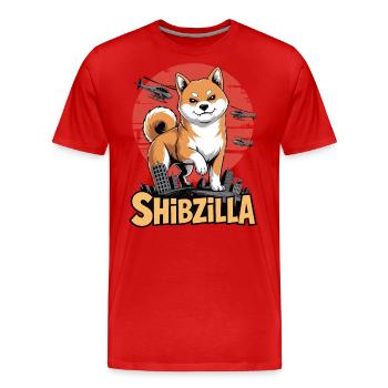 Shibzilla – Chaos avec œil de côté - T-shirt bio Premium Homme - rouge - Devant - Damien (186cm)