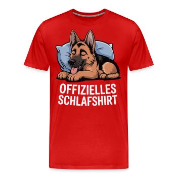 Offizielles Schlafshirt Schaeferhund - Männer Premium Bio T-Shirt - Rot - Vorne - Damien (186cm)