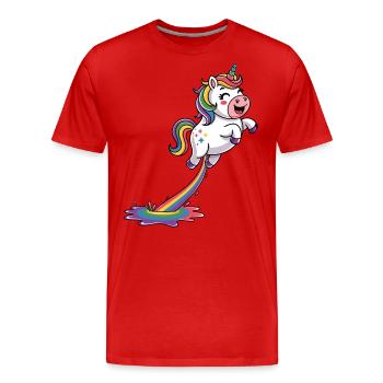 Unicorn farts - Men's Premium Organic T-Shirt - red - Front - Damien (186cm)